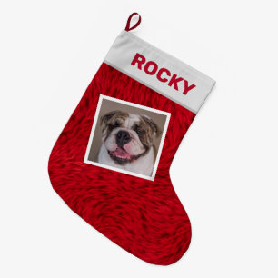Dog Photo Pet Name Bulldog Puppy Large Christmas Stocking