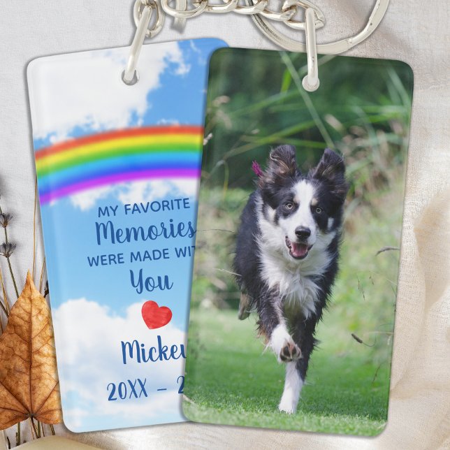 Dog Photo Rainbow Bridge Pet Loss Memorial Key Ring (Creator Uploaded)