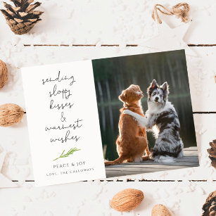 Dog Photo Sloppy Kisses Christmas Holiday Card