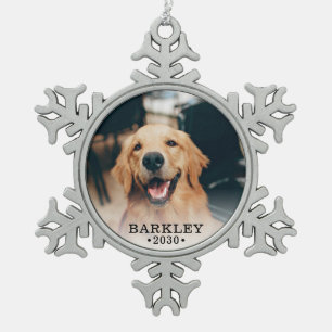 Dog Photo Snowflake Pewter Christmas Ornament