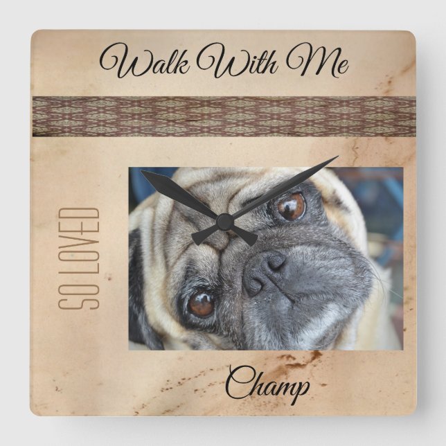 Dog Photo Square Wall Clock (Front)