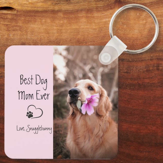 Dog Photo Super Mum Heart Paw Print   Key Ring (Back)