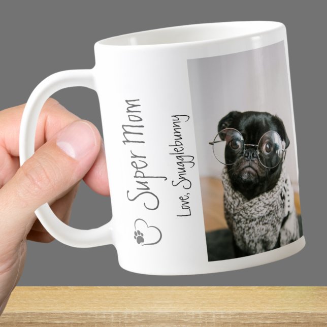 Dog Photo Super Mum heart print Coffee Mug (Creator Uploaded)