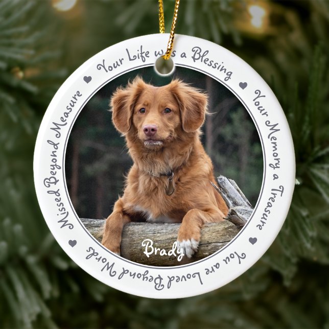 Dog Photo Sympathy Keepsake Pet Memorial Ceramic Tree Decoration (Creator Uploaded)