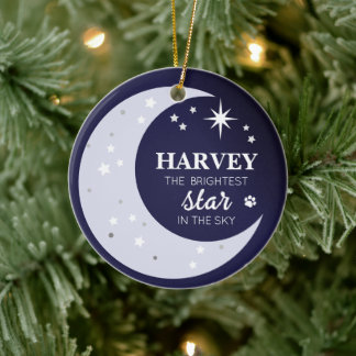 Dog Photo Sympathy Keepsake Pet Memorial Star Ceramic Tree Decoration
