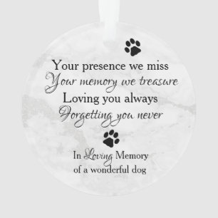 Dog Photo Sympathy Quote Marble Pet Memorial Ornament