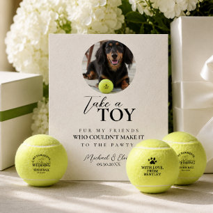 Dog Photo Wedding Tennis Ball Favour Pedestal Sign