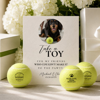Dog Photo Wedding Tennis Ball Favour Pedestal Sign