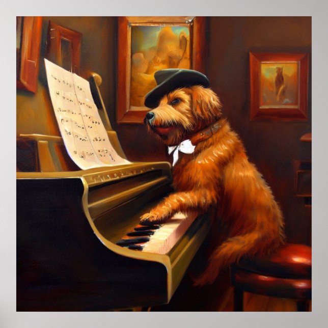 Dog Piano Player Poster (Front)