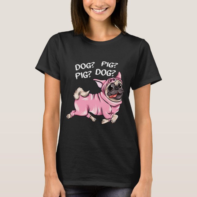 Dog Pig Pug Both Funny Connection Of T-Shirt (Front)