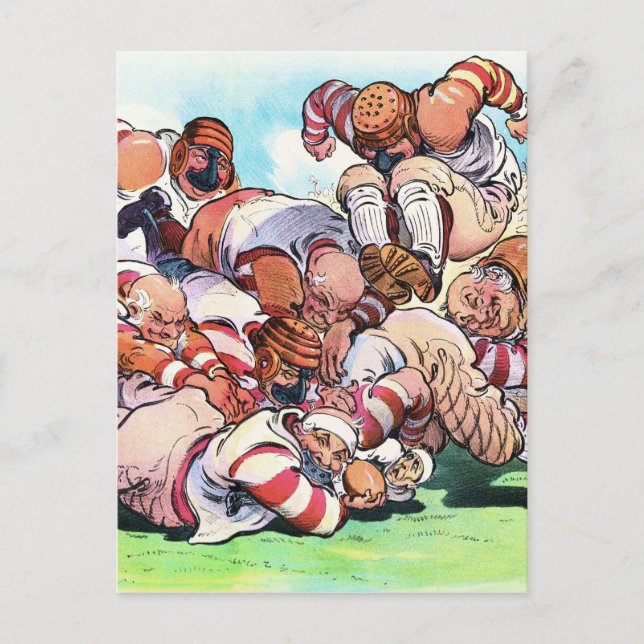 Dog Pile On The Gridiron Postcard (Front)