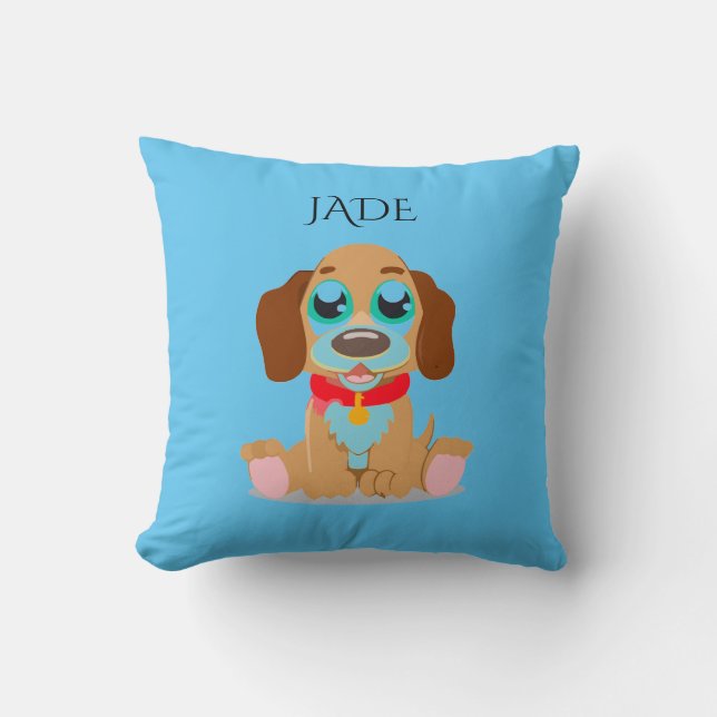 Dog pillow with personalised name. (Front)