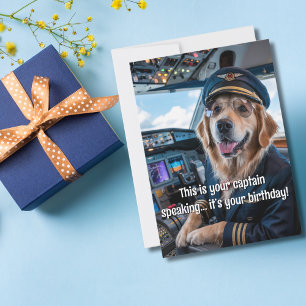 Dog Pilot & Aeroplane Photo Funny Aviation Birthda Card