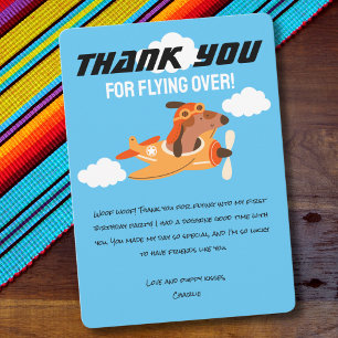 Dog Pilot Flying Aeroplane,Cute Birthday Thank You Card