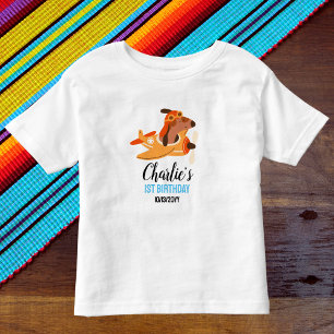 Dog Pilot Flying Aeroplane,Cute Kids Blue Birthday Toddler T-Shirt