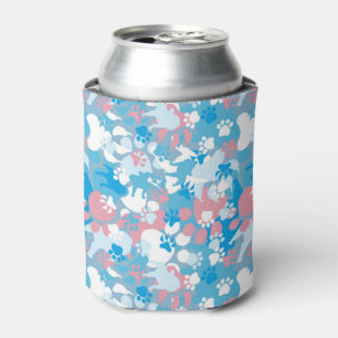 Dog Pink and Blue Camouflage Pattern Can Cooler