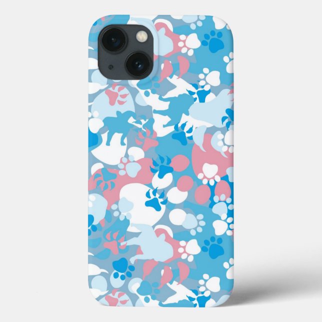 Dog Pink and Blue Camouflage Pattern Case-Mate iPhone Case (Back)