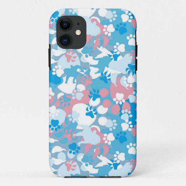 Dog Pink and Blue Camouflage Pattern Case-Mate iPhone Case (Back)
