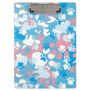 Dog Pink and Blue Camouflage Pattern Clipboard