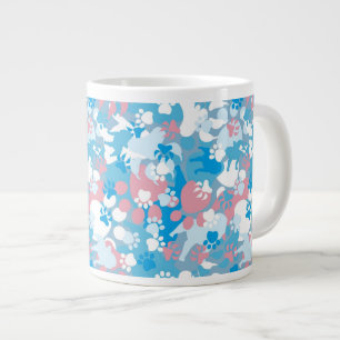 Dog Pink and Blue Camouflage Pattern Large Coffee Mug
