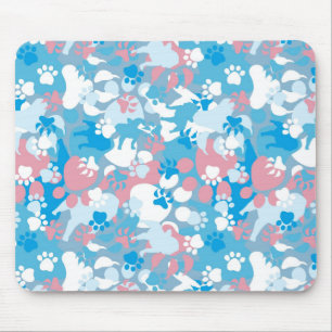 Dog Pink and Blue Camouflage Pattern Mouse Mat