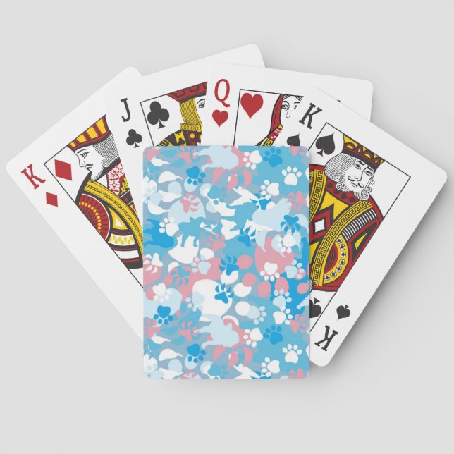 Dog Pink and Blue Camouflage Pattern Playing Cards (Back)