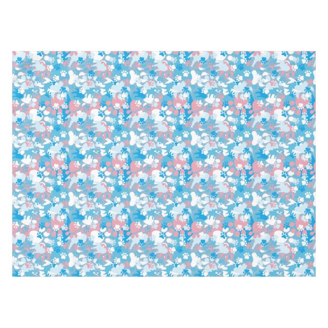 Dog Pink and Blue Camouflage Pattern Tablecloth (Front (Horizontal))