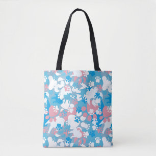 Dog Pink and Blue Camouflage Pattern Tote Bag