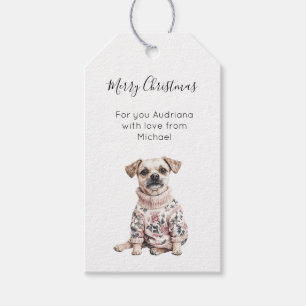 Dog Pink Floral Christmas Gift Tags
