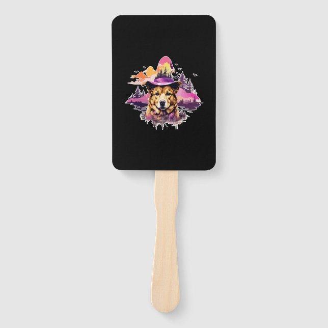 Dog Pink Halloween 2 Hand Fan (Front)