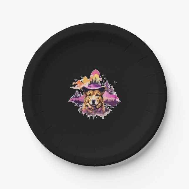 Dog Pink Halloween 2 Paper Plate (Front)