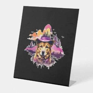 Dog Pink Halloween 2 Pedestal Sign