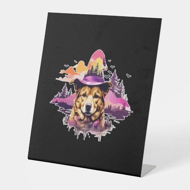 Dog Pink Halloween 2 Pedestal Sign (Front)