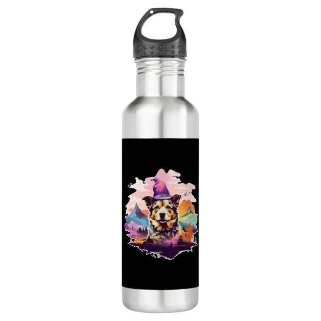 Dog Pink Halloween 710 Ml Water Bottle (Front)