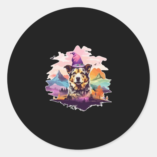 Dog Pink Halloween Classic Round Sticker (Front)