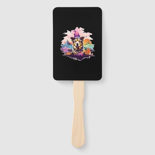 Dog Pink Halloween Hand Fan (Front)