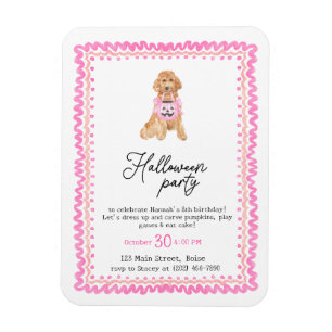 Dog Pink Preppy Pumpkin Halloween Party Magnet