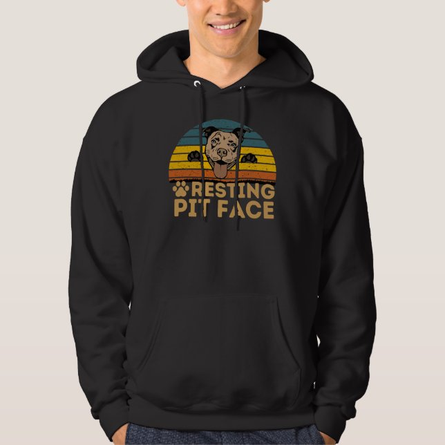 Dog Pitbull Resting Pit Face Hoodie (Front)