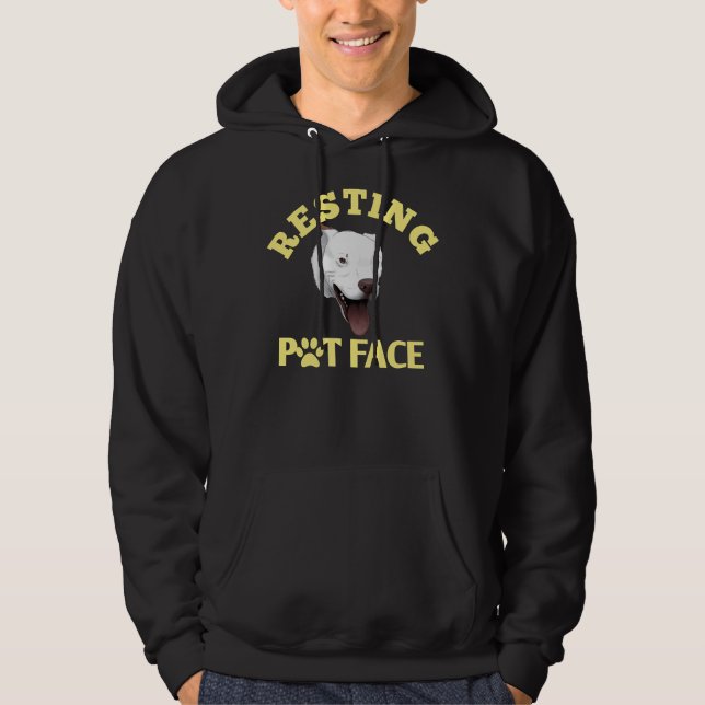 Dog Pitbull Resting Pit Face Vintage Hoodie (Front)
