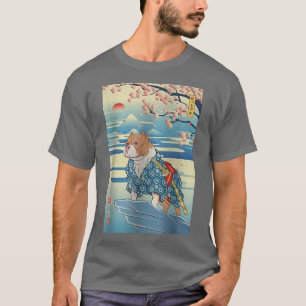 Dog Pitbull Samurai Ukiyoe Spring  (2) T-Shirt