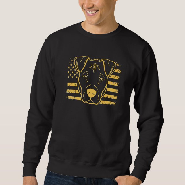 Dog Pitbull Us American Flag  3 Sweatshirt (Front)