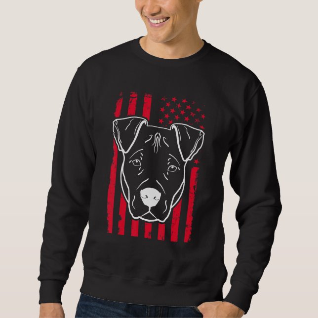 Dog Pitbull Us American Flag 4 Sweatshirt (Front)