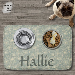 Dog Placemat - Sage Green Botanical, Personalised Bath Mat