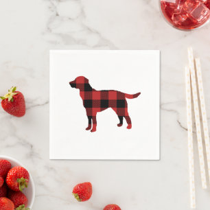 Dog Plaid Buffalo Check Silhouette Christmas Napkin