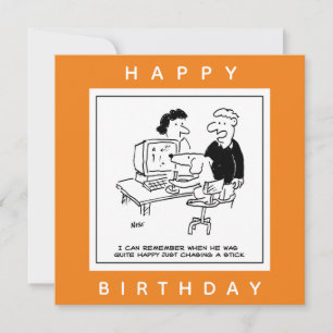 Dog Playing a Computer Game Cartoon Card