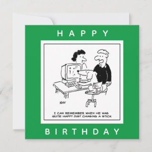 Dog Playing a Computer Game Cartoon Card