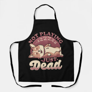 Dog Playing Dead - Cute Irony Pet Apron