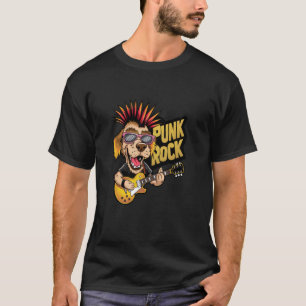 Dog Playing Electric Guitar - Funny Retro Vintage T-Shirt