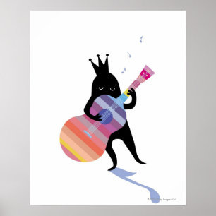 Dog Playing Guitar Poster