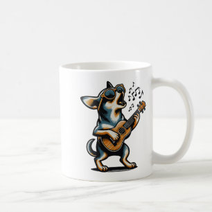 Dog Playing Guitar Singing Chihuahua Funny Dog Mar Coffee Mug